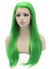 Long Straight Green Hand Tied Lace Front Cosplay Party Wig