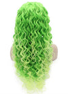 Long Curly Two Tone Green Synthetic Lace Front Cosplay Party Wig