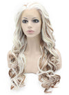 Long Wavy White Auburn Mix Two Tone Synthetic Lace Front Wig Natural