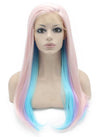 Long Straight light Pink Lace Front Synthetic Hair Party Wig