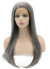 Long Straight Old Lady Gray Natural Lace Front Wig