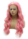 Long Wavy Blonde Pink Mix Hand Tied Lace Front Cosplay Party Wig