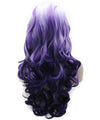 Long Wavy Synthetic Lace Front Two-Tone Blonde Purple Wig