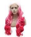 Long Wavy Synthetic Lace Front Two-Tone Pink Blonde Wig