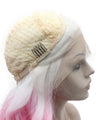 Long Wavy Synthetic Lace Front Two-Tone Pink Blonde Wig