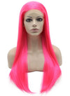 Long Straight Hot Pink Lace Front Synthetic Hair Party Wig