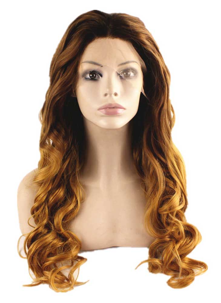 Long Wavy Three Tone Blonde Hand Tied Lace Front Synthetic Wig