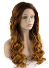 Long Wavy Three Tone Blonde Hand Tied Lace Front Synthetic Wig