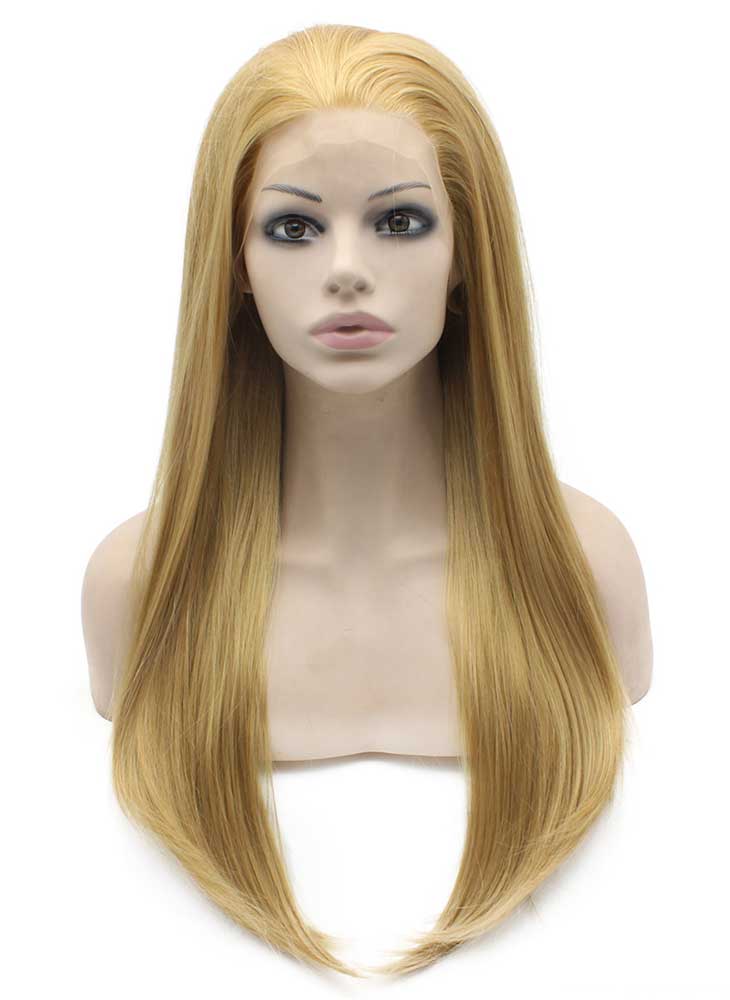 Long Straight Blonde Natural Hand Tied Lace Front Wig