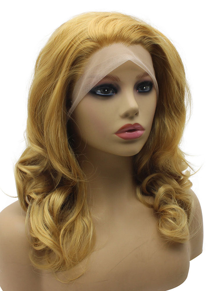 Mid-Length Wavy Blonde Synthetic Lace Front Wig