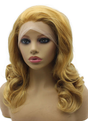 Mid-Length Wavy Blonde Synthetic Lace Front Wig