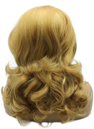 Mid-Length Wavy Blonde Synthetic Lace Front Wig