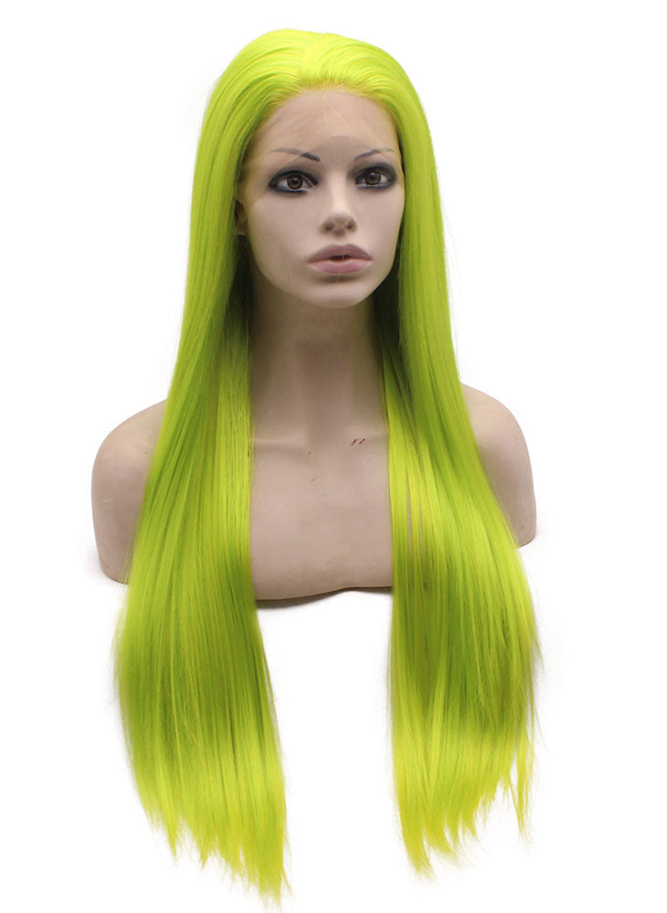 Neon Green Straight Lace Front Synthetic Wig