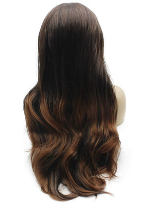 Long Wavy Ombre Auburn Synthetic Lace Front Wig