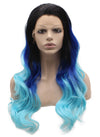 Two Tone Blue Ombre Synthetic Wig