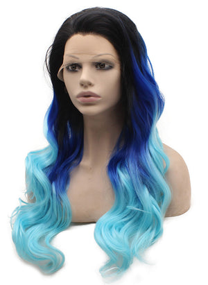 Two Tone Blue Ombre Synthetic Wig