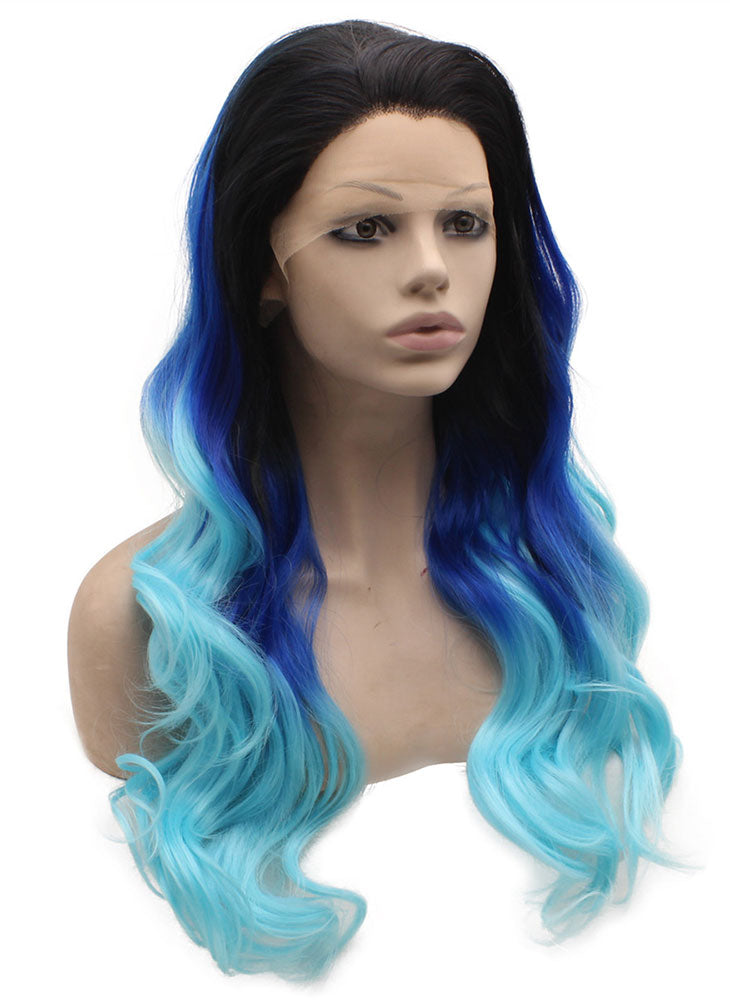 Two Tone Blue Ombre Synthetic Wig