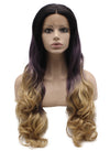 Wavy Ombre Purple Blonde Three Tone Synthetic Wig