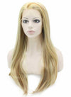 Long Straight Blonde Auburn Mix Lace Front Synthetic Wig Natural