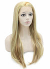 Long Straight Blonde Auburn Mix Lace Front Synthetic Wig Natural