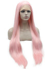 Baby Pink Long Straight Synthetic Lace Front Wig