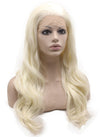 Long Wavy Sliver White Heat Resistant Synthetic Lace Front Wig Natural