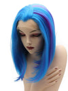 Synthetic Lace Front Short Bob Blue with Purple Wig