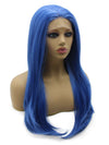 Long Straight Blue Synthetic Lace Front Cosplay Wig