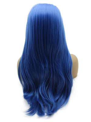 Long Straight Blue Synthetic Lace Front Cosplay Wig