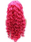 Long Curly Hot Pink Synthetic Lace Front Wig