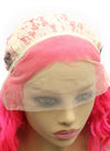 Long Curly Hot Pink Synthetic Lace Front Wig