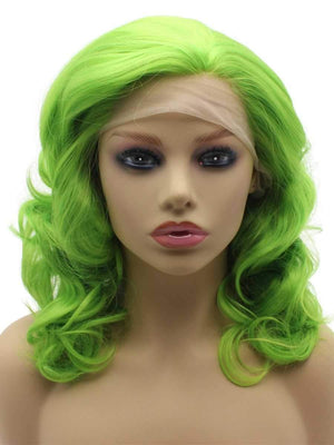Light Green Wavy Cosplay Lace Front Wig (16in)
