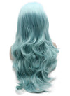 Long Wavy Synthetic Lace Front Light Blue Wig