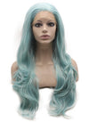 Long Wavy Synthetic Lace Front Light Blue Wig