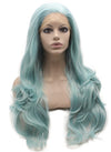 Long Wavy Synthetic Lace Front Light Blue Wig