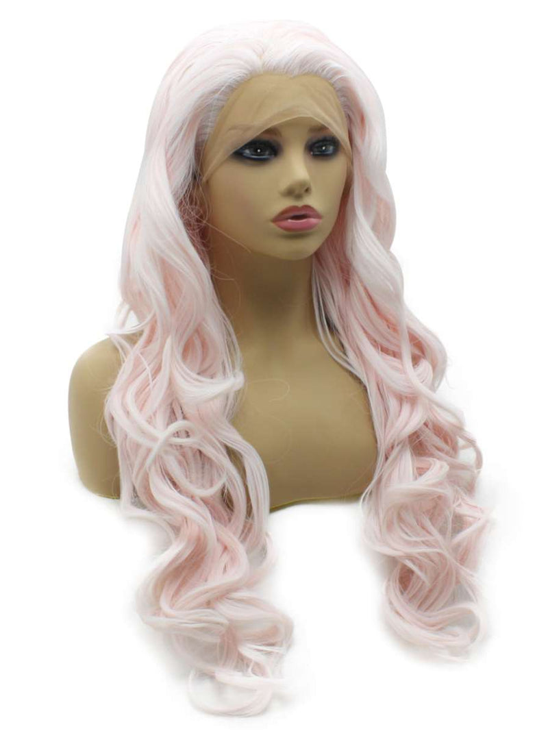 Light Pink Long Wavy Wig