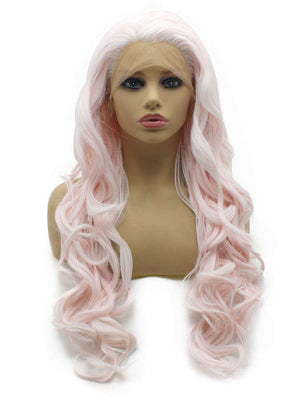 Light Pink Long Wavy Wig