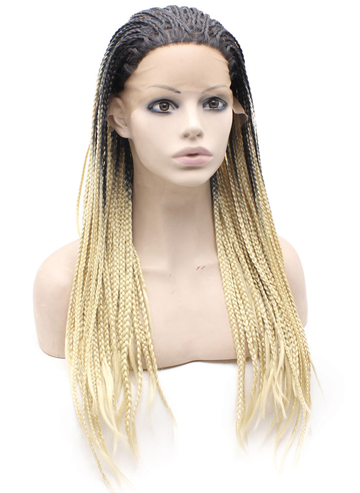 Synthetic Long Lace Front Ombre Blonde Braid Wig