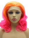 Orange Roots Pink Shoulder Length Wavy Wig