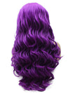 Long Wavy Purple Hand Tied Lace Front Synthetic Wig