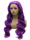 Long Wavy Purple Hand Tied Lace Front Synthetic Wig