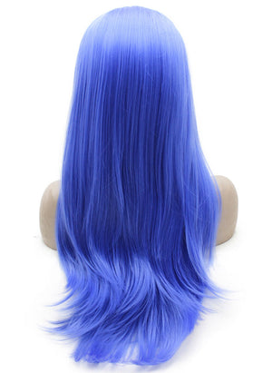 Long Purplish Blue Straight Lace Front Wig