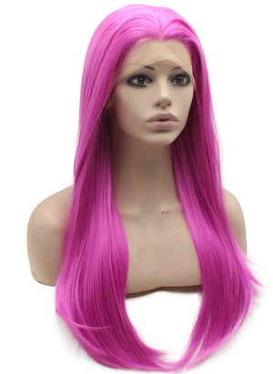 Rose Pink Long Straight Wig