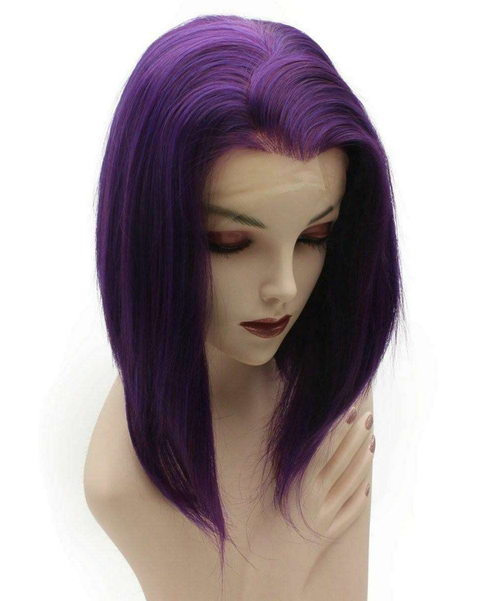 Teen Titans Raven Straight Purple Anime Cosplay Party Bob Wig