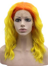 Red Yellow Ombre Medium Long Wavy Lace Front Wig