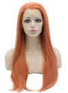 Long Straight Rose Gold Blonde Natural Synthetic Lace Front Wig