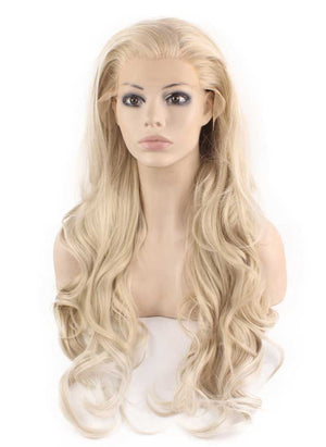 Long Wavy Ash Blonde Natural Lace Front Synthetic Hair Wig