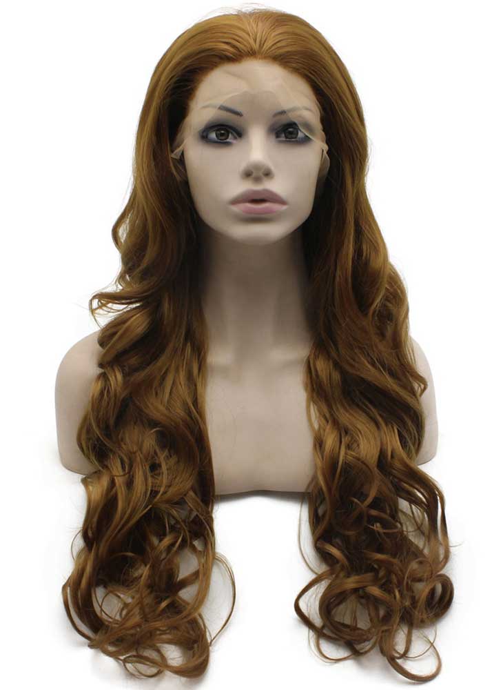 Long Wavy Blonde Hand Tied Lace Front Synthetic Wig