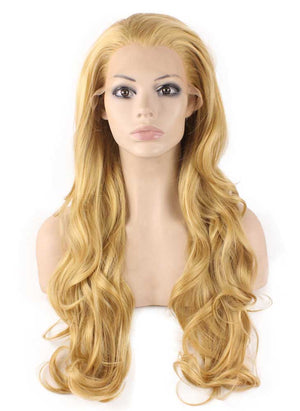 Long Wavy Blonde Natural Lace Front Synthetic Hair Wig