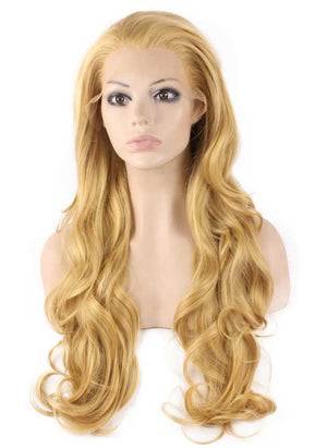 Long Wavy Blonde Natural Lace Front Synthetic Hair Wig